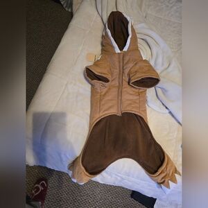 Tan & Brown Hooded Dog Coat